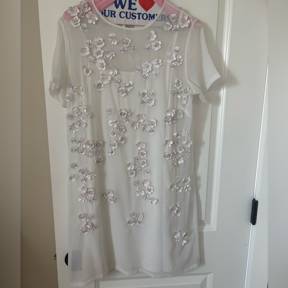 ASOS White floral appliqué Sheer Dress